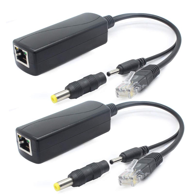 ANVISION 2-Pack 5V Gigabit PoE Splitter, 48V to 5V 2.4A Adapter, Plug 3.5mm x 1.35mm, 5.5mm x 2.1mm Connector, IEEE 802.3af Compliant, for IP Camera and More - Image 1